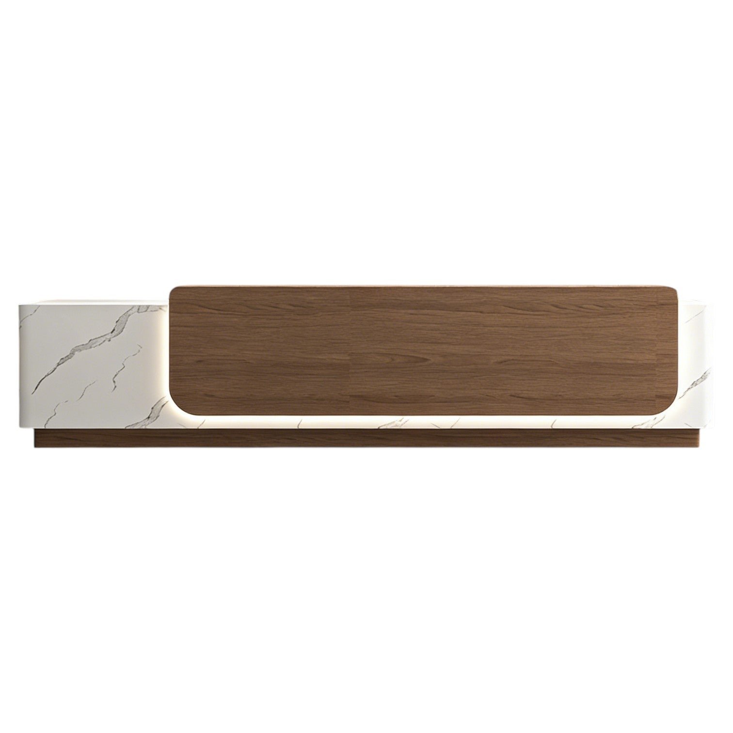 Contemporary Reception Desk with Backlit Timber Feature