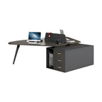 Modern Butterfly-Shaped Office Workstation Desk with Central Storage and Privacy Divider Screen