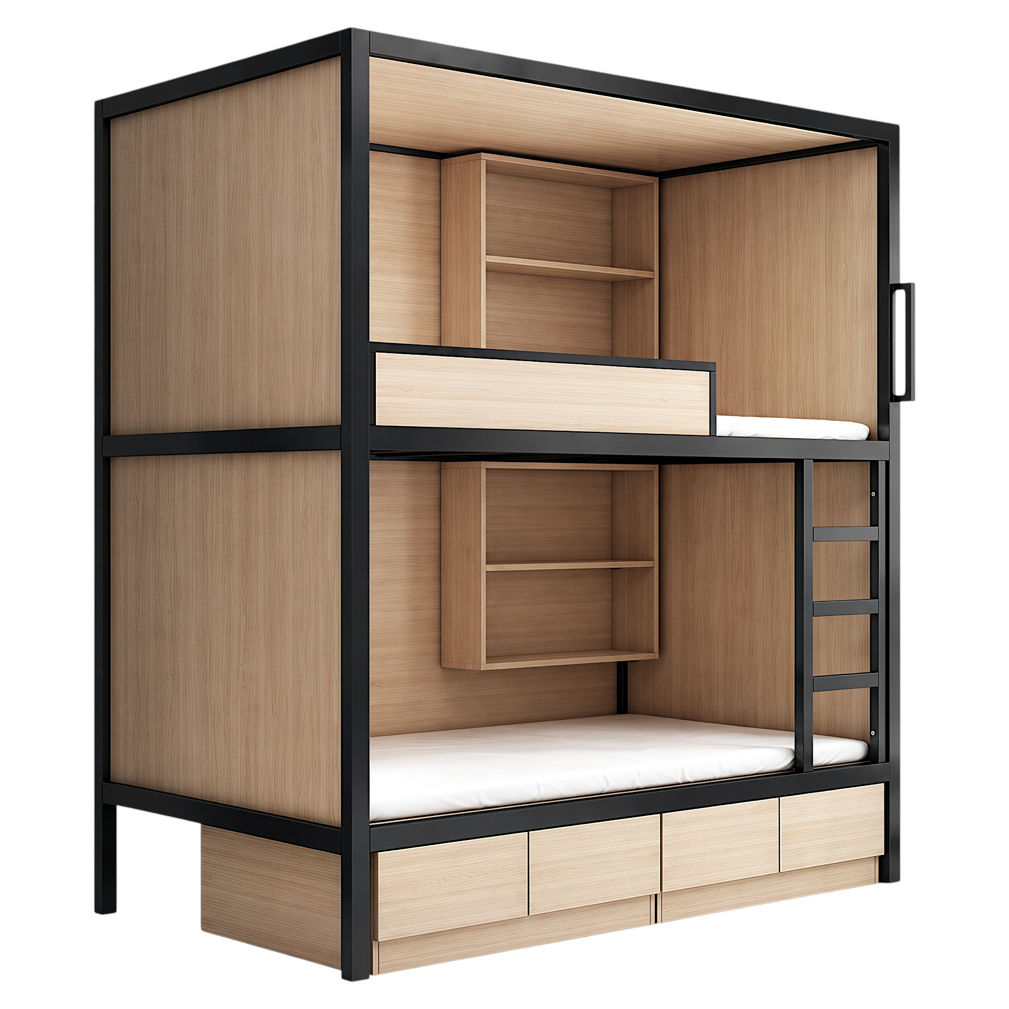 Integrated Privacy Bunk Bed with Storage Staircase