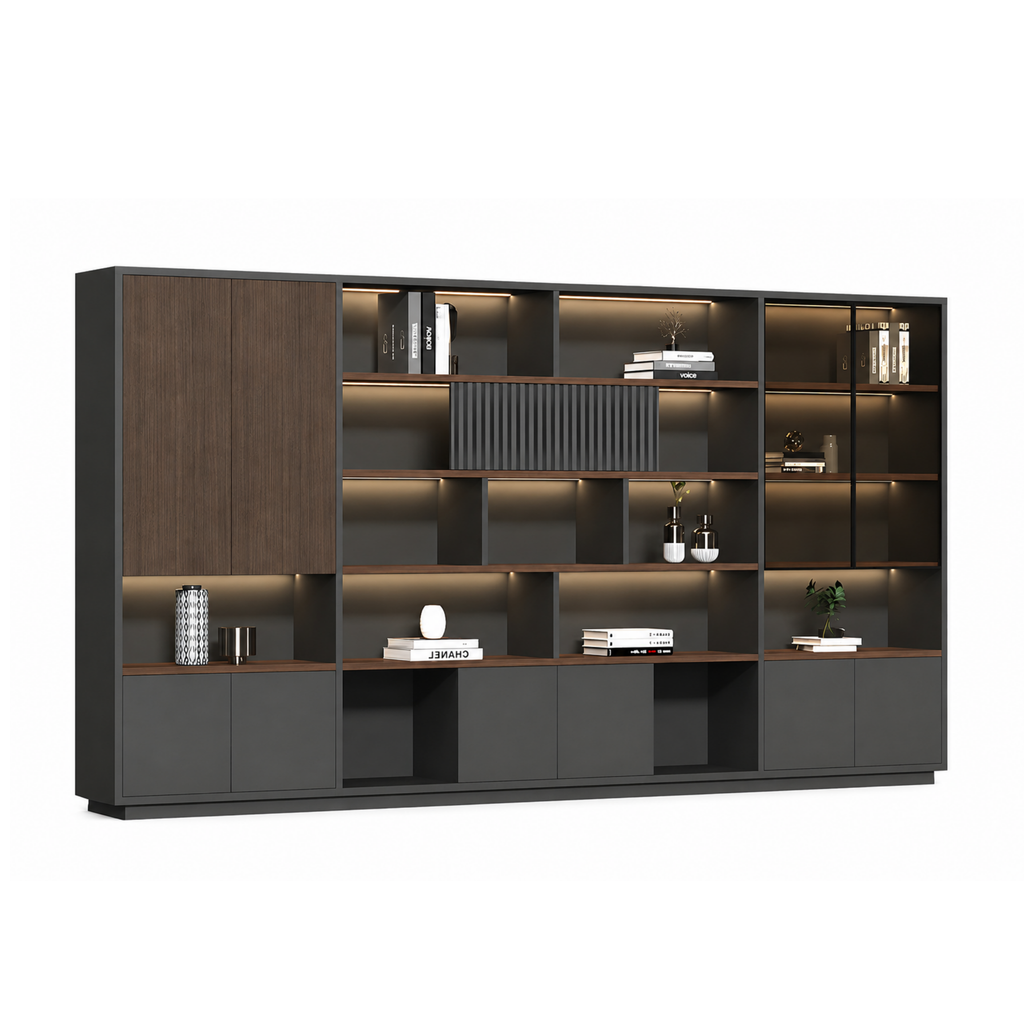 Modern Open-Shelved Executive Storage Cabinet