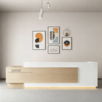 Corporate Reception Counter with Timber Inlay and LED Glow