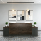 Walnut Look Reception Counter with Double Workstations