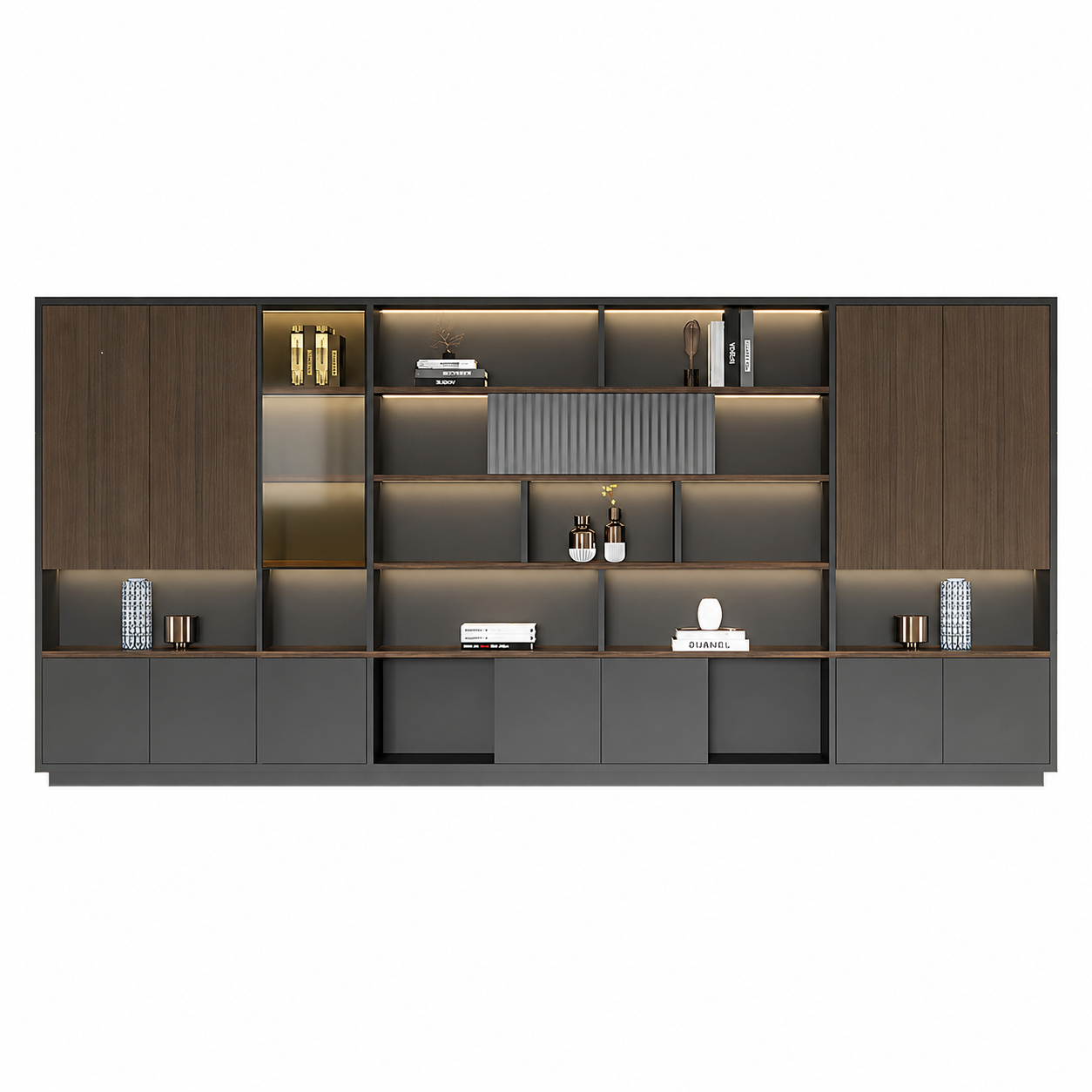 Modern Open-Shelved Executive Storage Cabinet