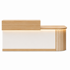 Modern Curved Reception Desk with LED Lighting and Storage Counter