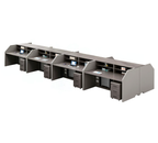 Open Plan Office Workstations with Privacy Partitions and Under-Desk Storage