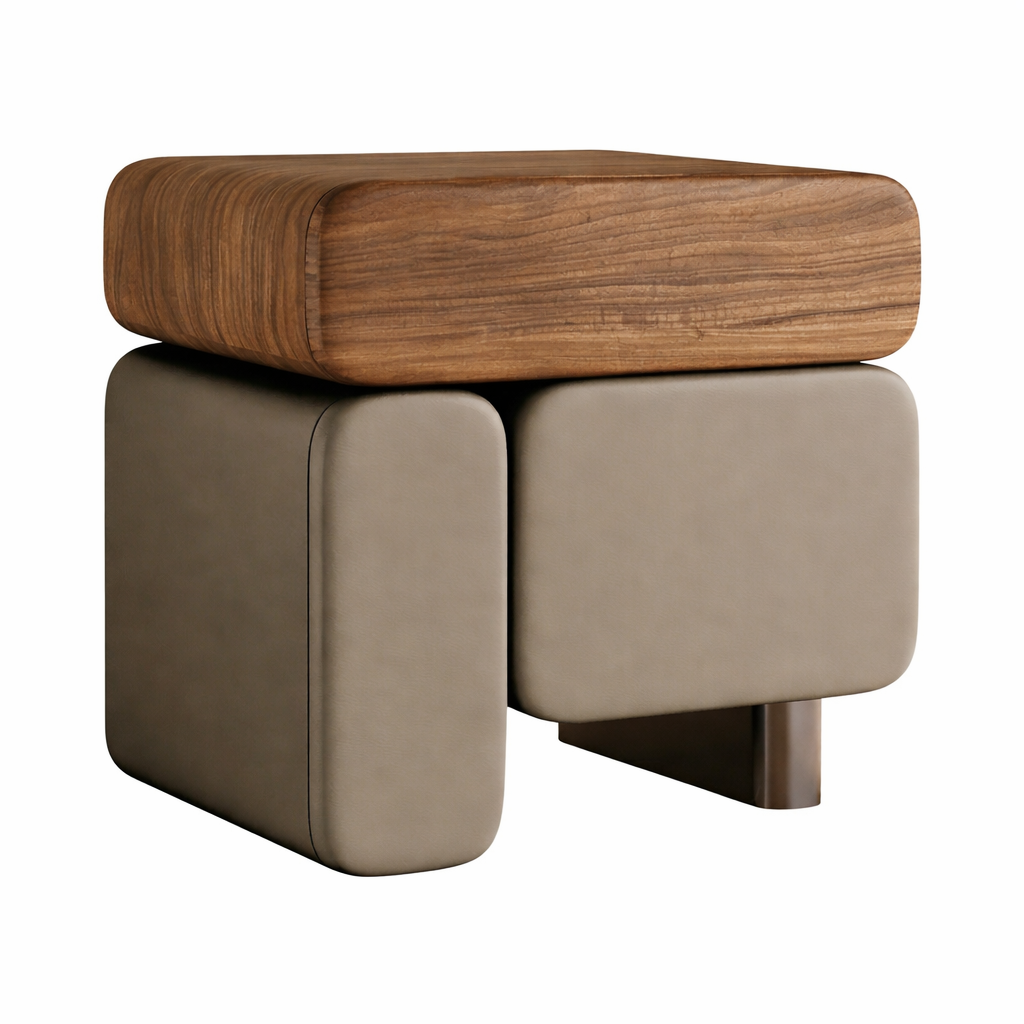 Designer Bedside Table in Walnut Look