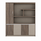 Contemporary Executive Office Storage Cabinet with Display Shelving