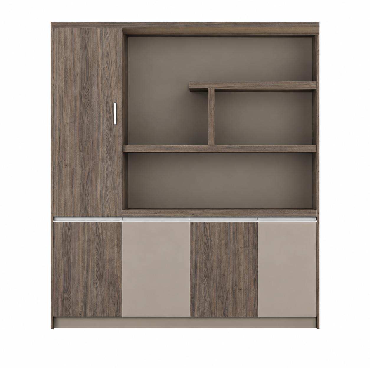 Contemporary Executive Office Storage Cabinet with Display Shelving