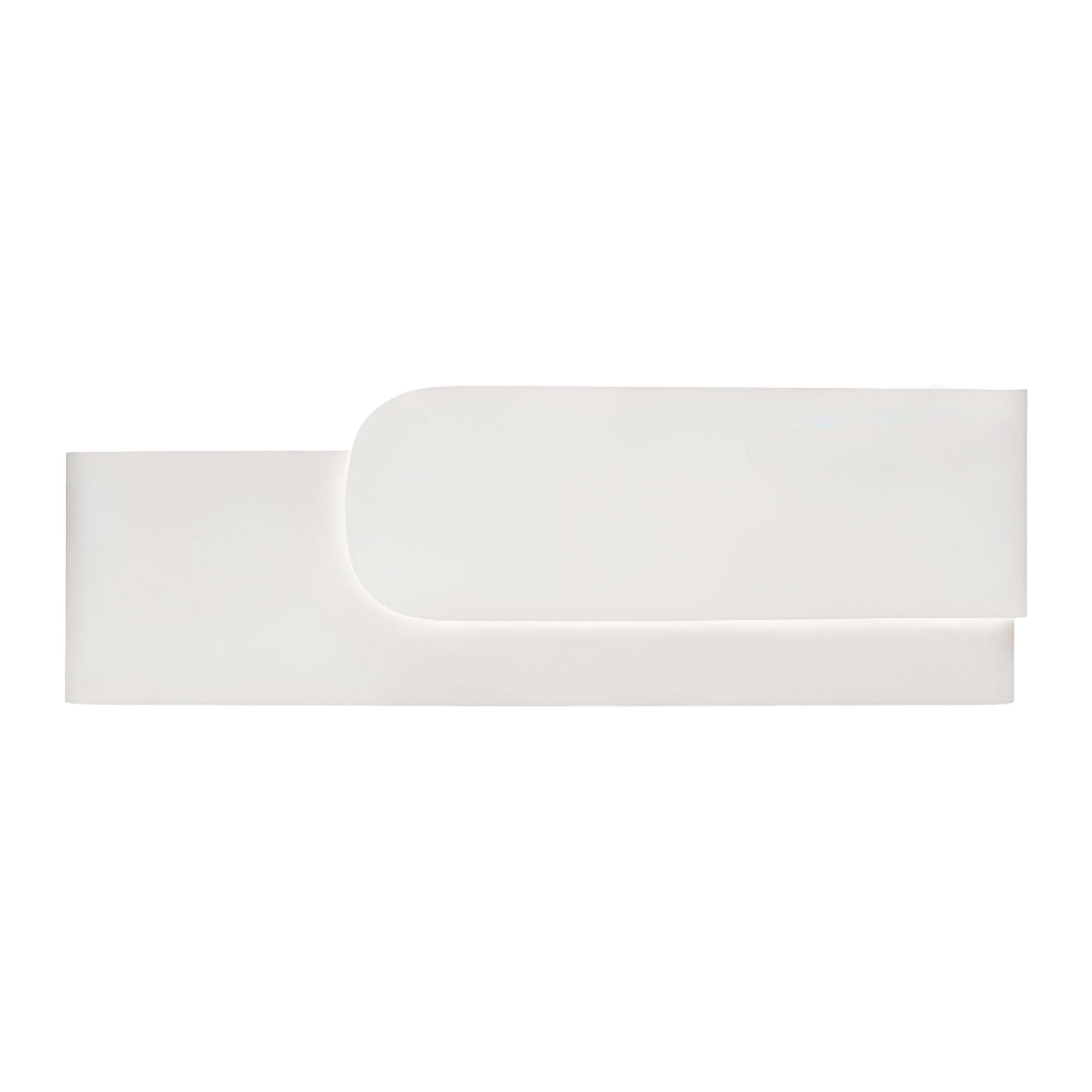 Elegant Reception Counter with Curved White Marble Front and Integrated Lighting for Entryways