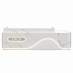 Contemporary Reception Counter with LED Fluted Panel and Custom Logo