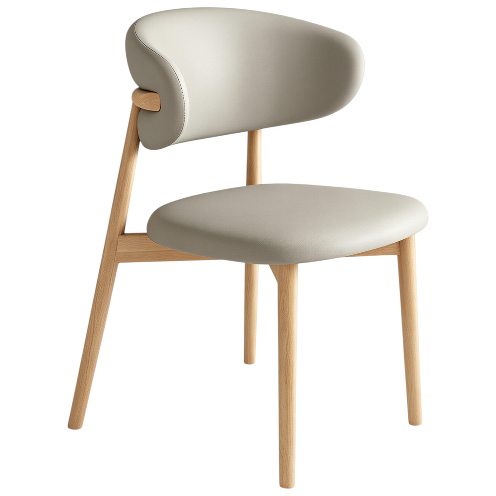 Modern Upholstered Home Chair with Curved Backrest and Solid timber Legs