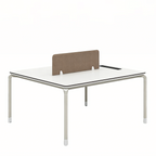 Bench Workstation Desk with Privacy Screens and Mobile Pedestals