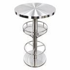 Modern Bar Table with Basket Storage and Foot Rail