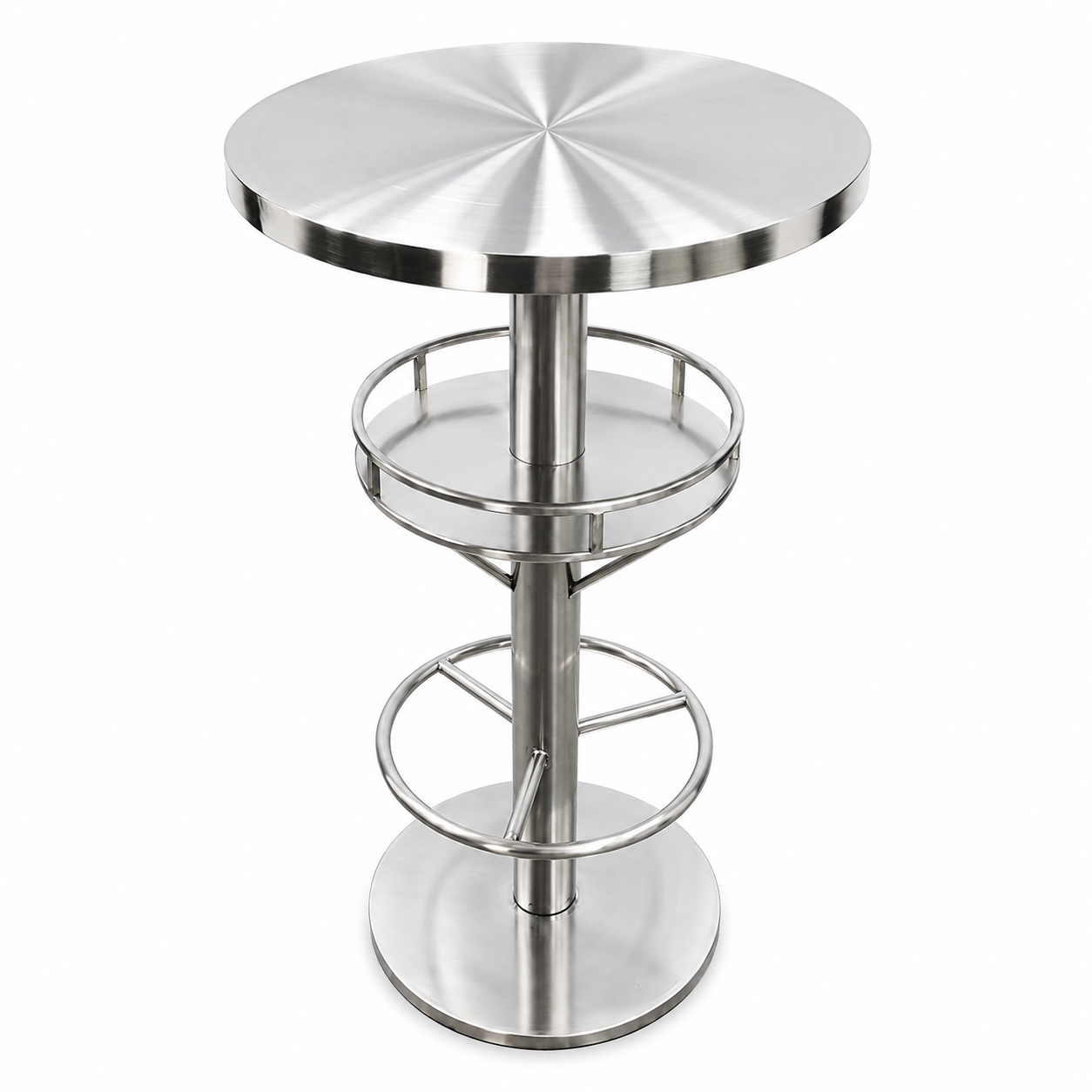 Modern Bar Table with Basket Storage and Foot Rail
