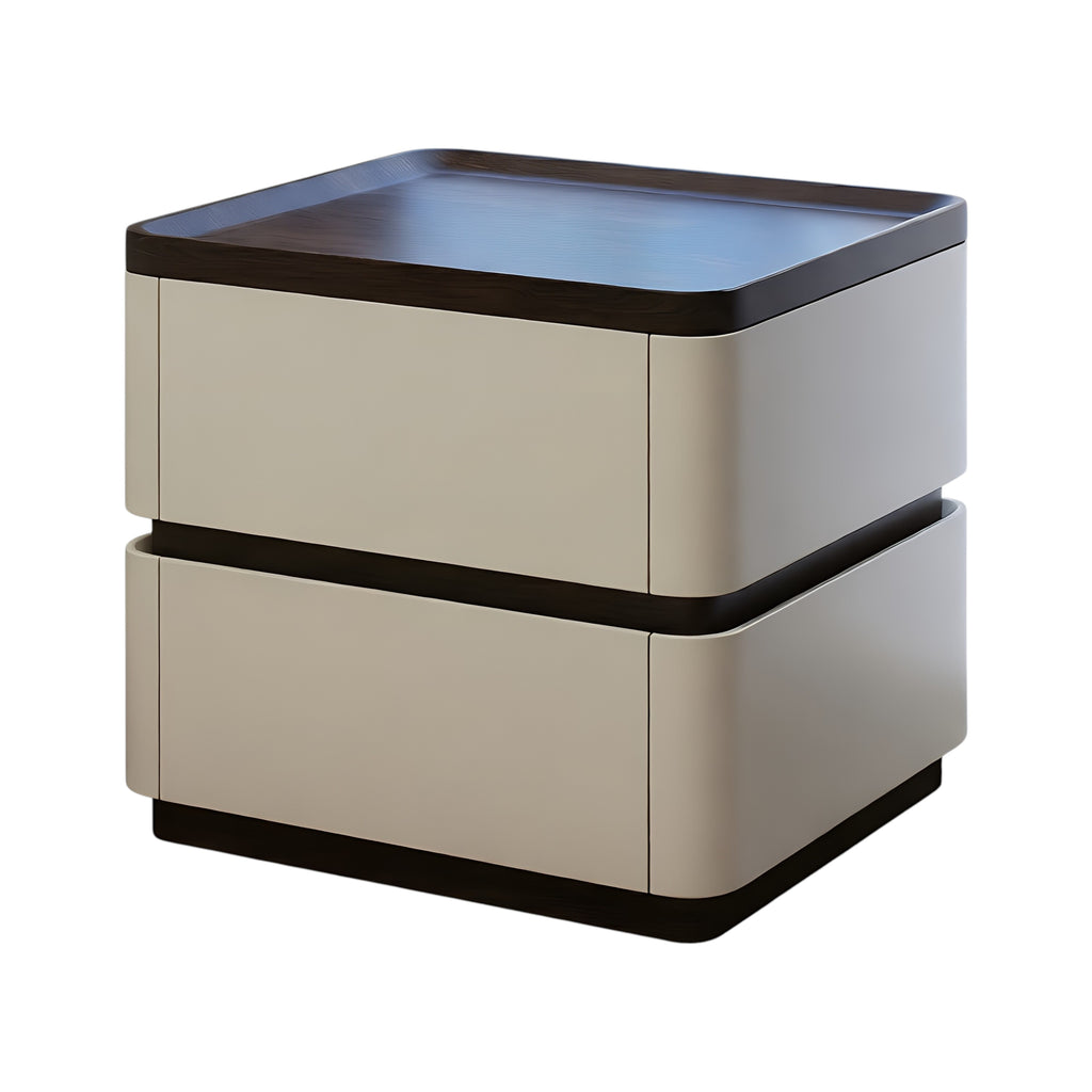 Modern Bedside Table with 2 Drawers and Rounded Edges