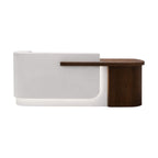 Modern Curved Reception Desk with Return Counter and Timber-Look Side Panel
