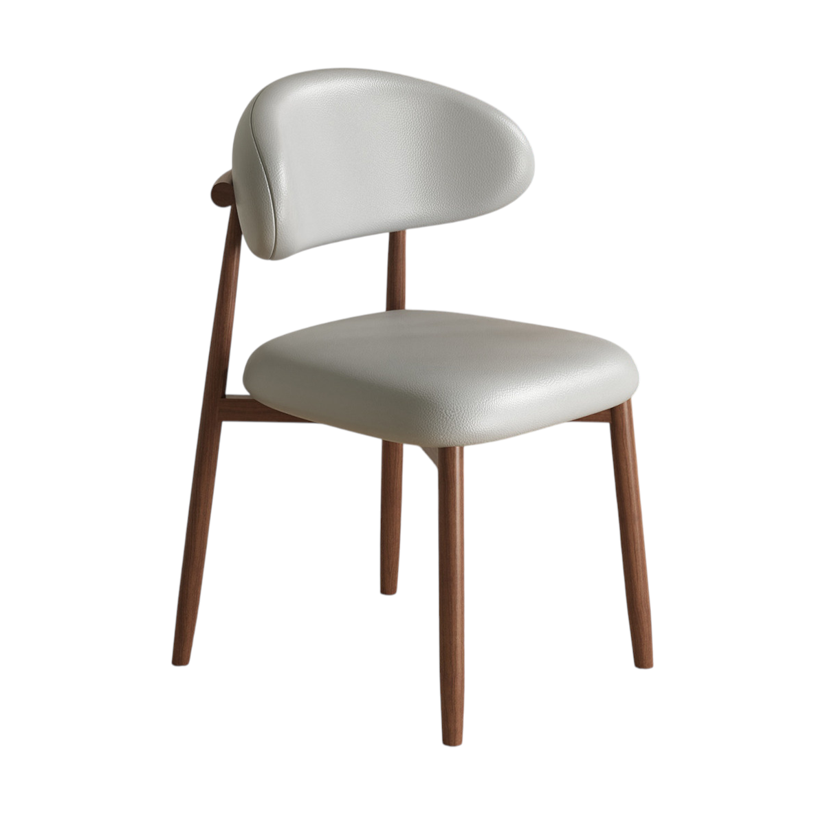 Modern Upholstered Home Chair With Curved Backrest And Steel Legs