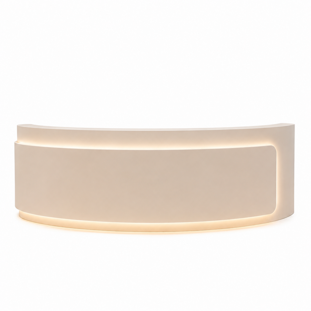 Premium Curved Reception Counter with Integrated LED Lighting