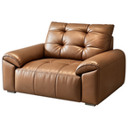 Minimalist Leather Sofa with Generous Seating and Sculpted Contemporary Form