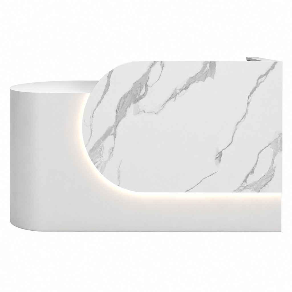 Compact Curved Reception Counter for Beauty and Skin Clinics