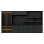 Executive Black Woodgrain Storage Wall Cabinet