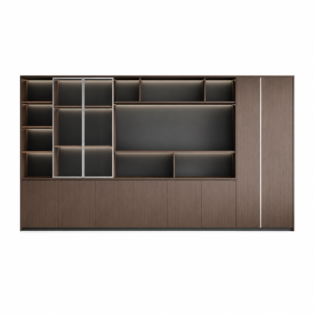 Executive Filing Cabinet with Glass Display and Concealed Storage
