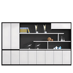 Contemporary Open-Style Storage Cabinet with White Wood Grain Finish