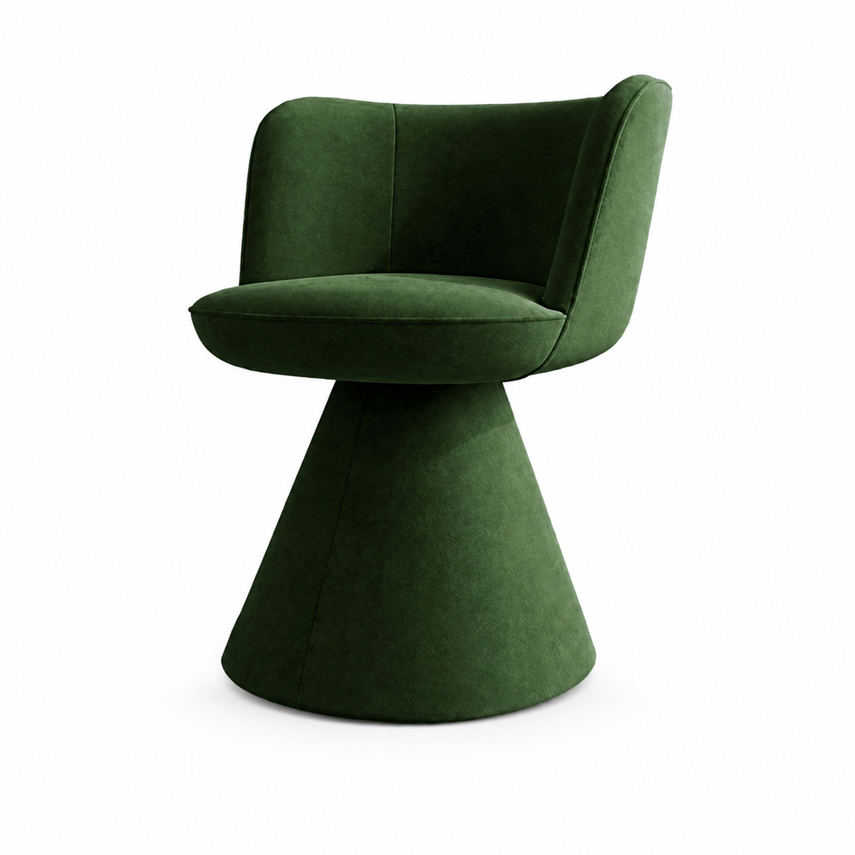 Modern Swivel Accent Chair with Solid Wood Frame and Curved Upholstered Backrest
