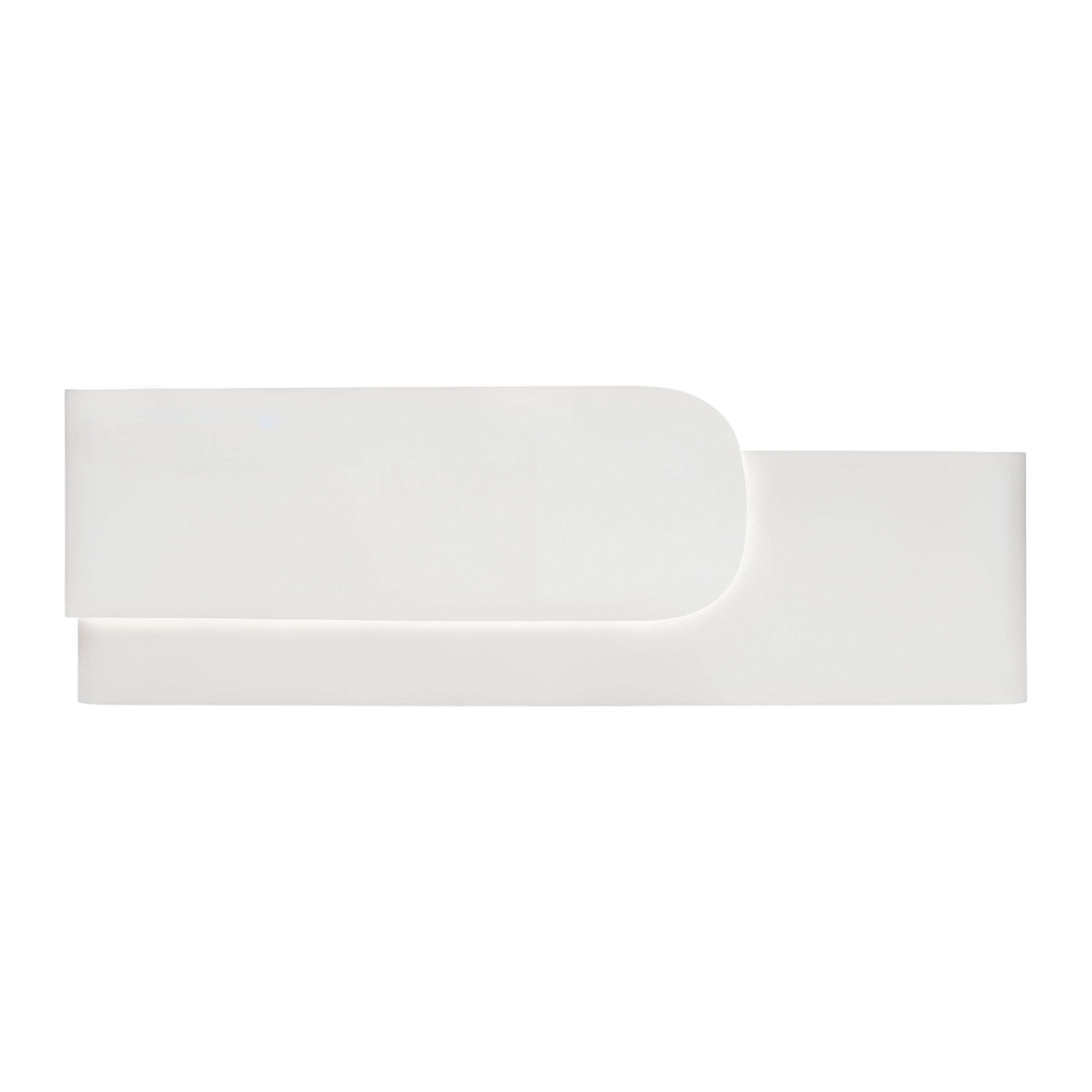 Elegant Reception Counter with Curved White Marble Front and Integrated Lighting for Entryways