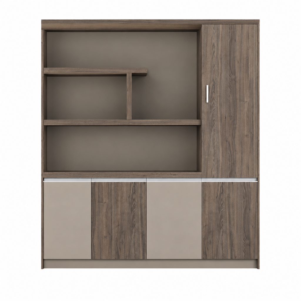 Contemporary Executive Office Storage Cabinet with Display Shelving