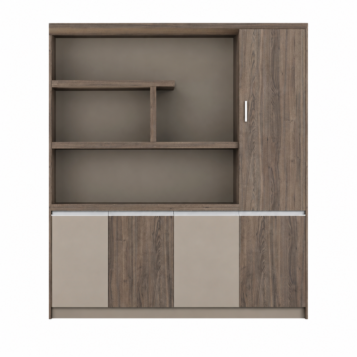 Contemporary Executive Office Storage Cabinet with Display Shelving