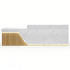 Modern White LED Reception Counter with Fluted Front Panel