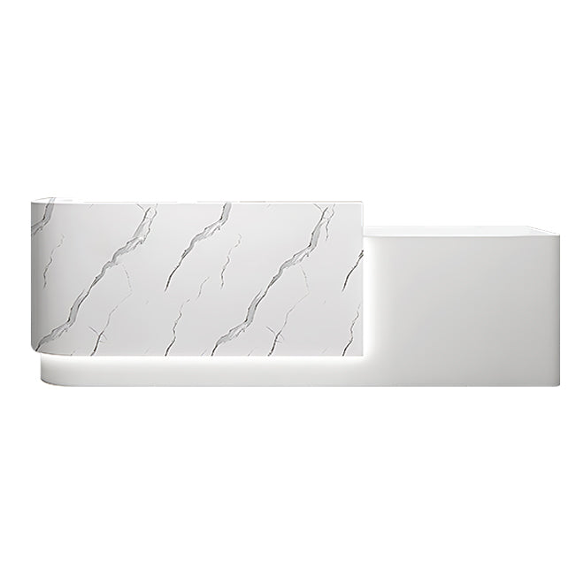 Contemporary L-Shaped Reception Desk with Raised Counter and LED Lighting