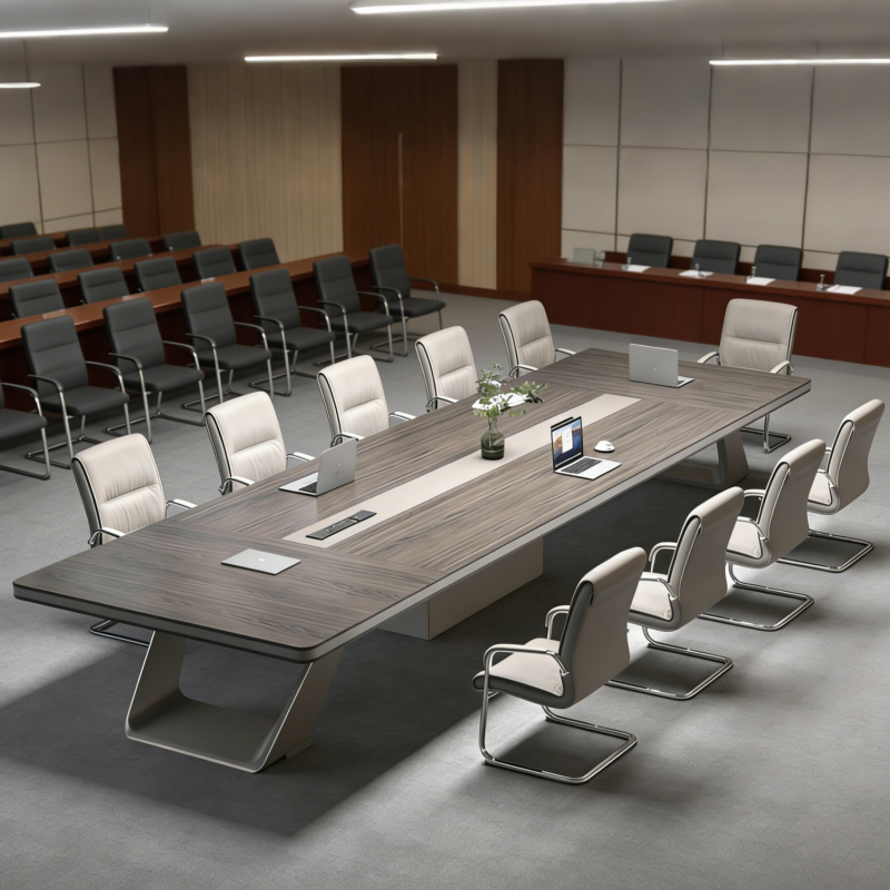 Commercial Boardroom Conference Table with Integrated Power and Cable Management