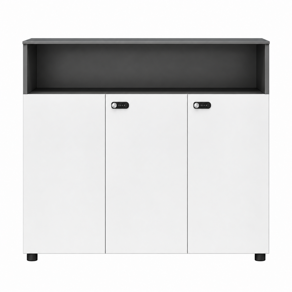 Contemporary Modular Office Storage Cabinet with Secure Custom Option