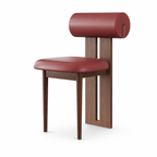 Modern Dining Chair with Upholstered Seat and Cylindrical Backrest