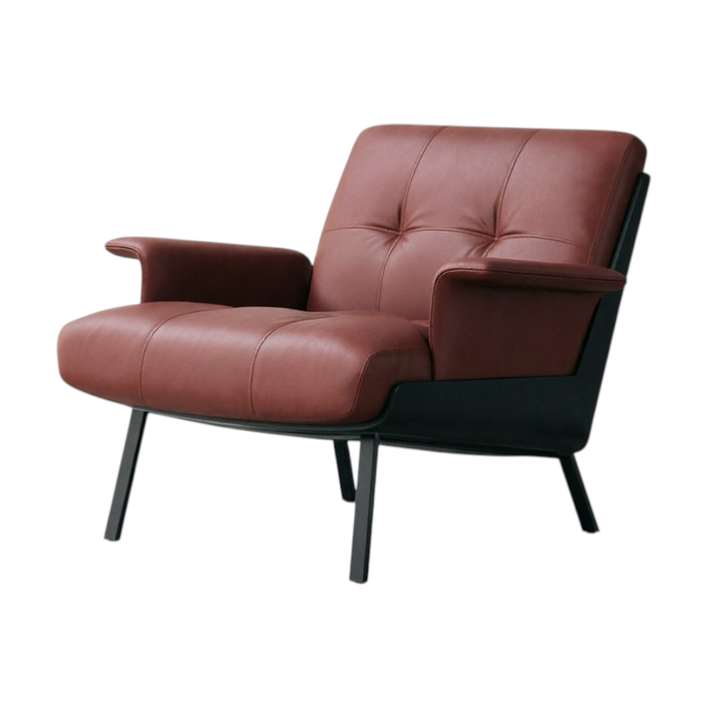 Modern Lounge Armchair with Upholstered Cushion and Solid Wood Frame for Reception Areas