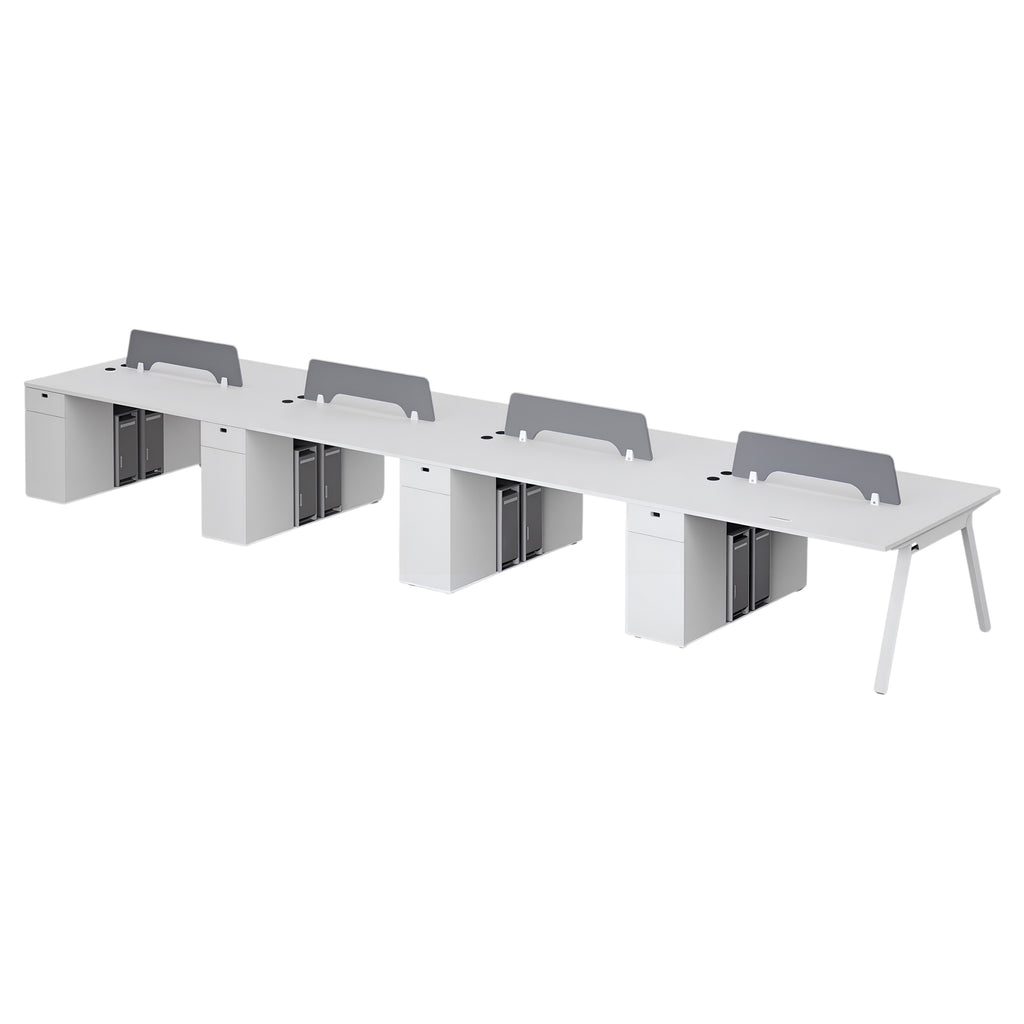 Minimalist Bench Workstation with Screen Panels