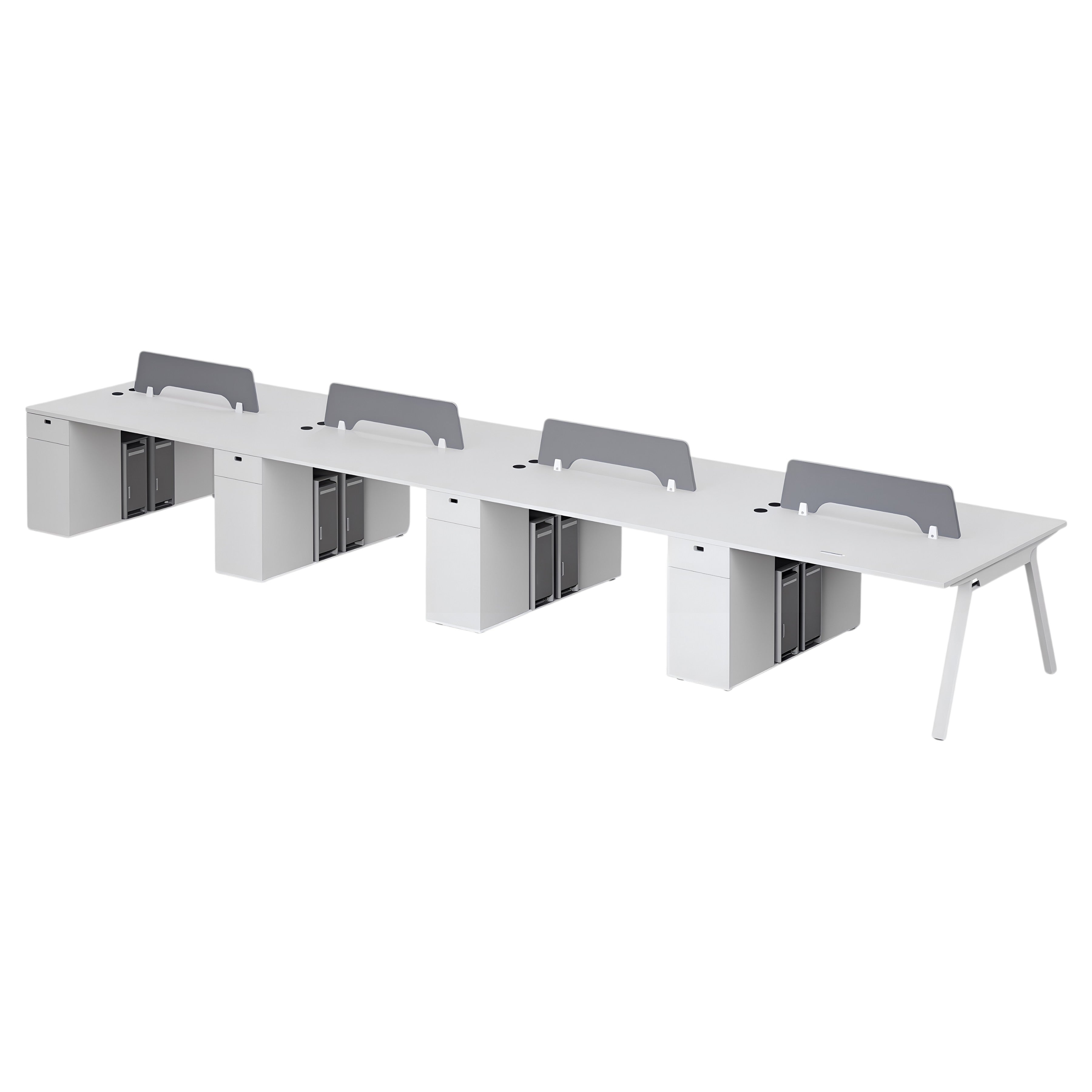 Minimalist Bench Workstation with Screen Panels
