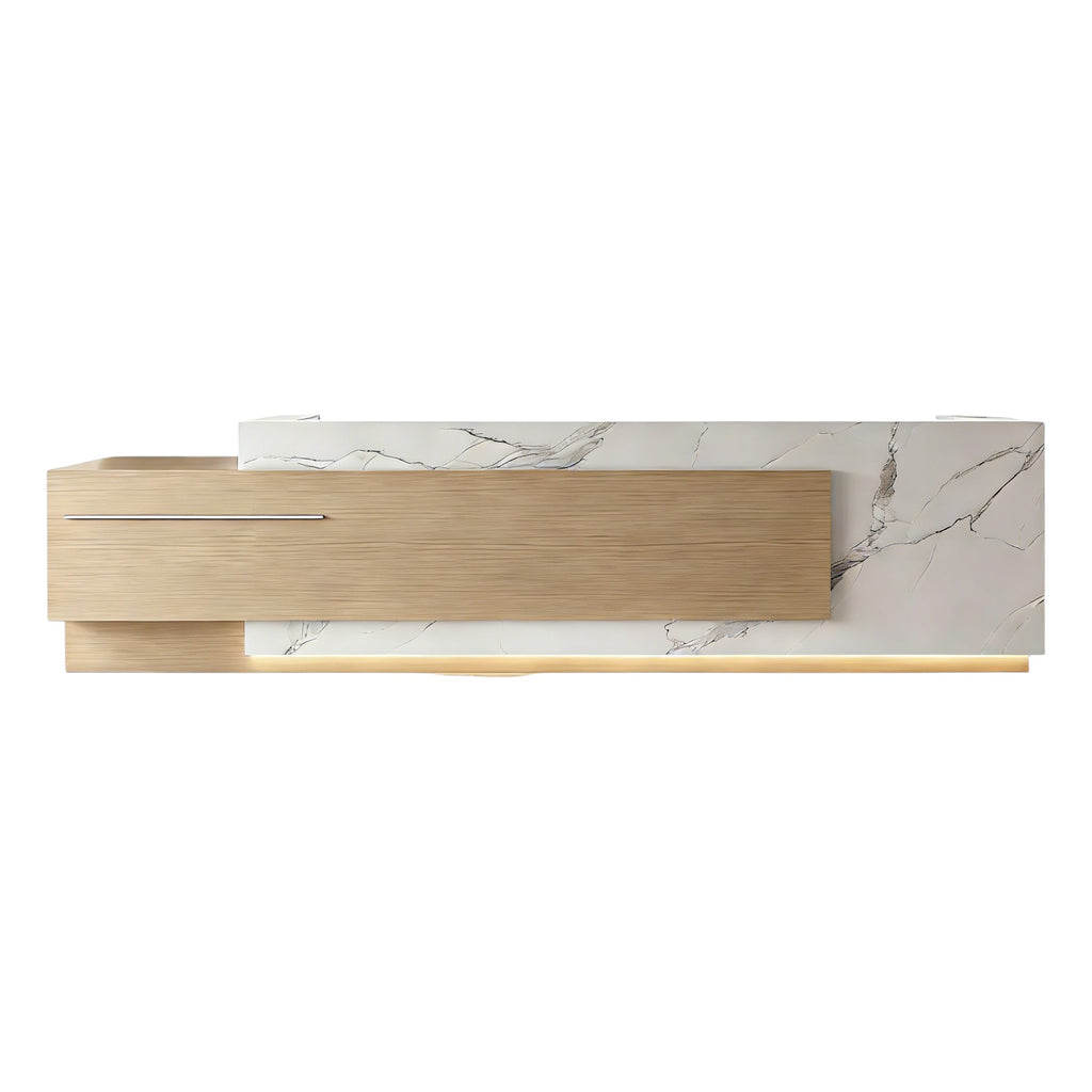 Corporate Reception Counter with Timber Inlay and LED Glow