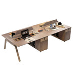 Office Desk System with Partitions and Cabinets