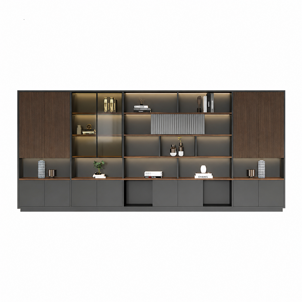 Modern Open-Shelved Executive Storage Cabinet