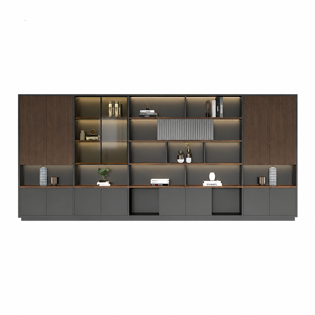 Modern Open-Shelved Executive Storage Cabinet