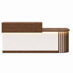 Modern Curved Reception Desk with LED Lighting and Storage Counter