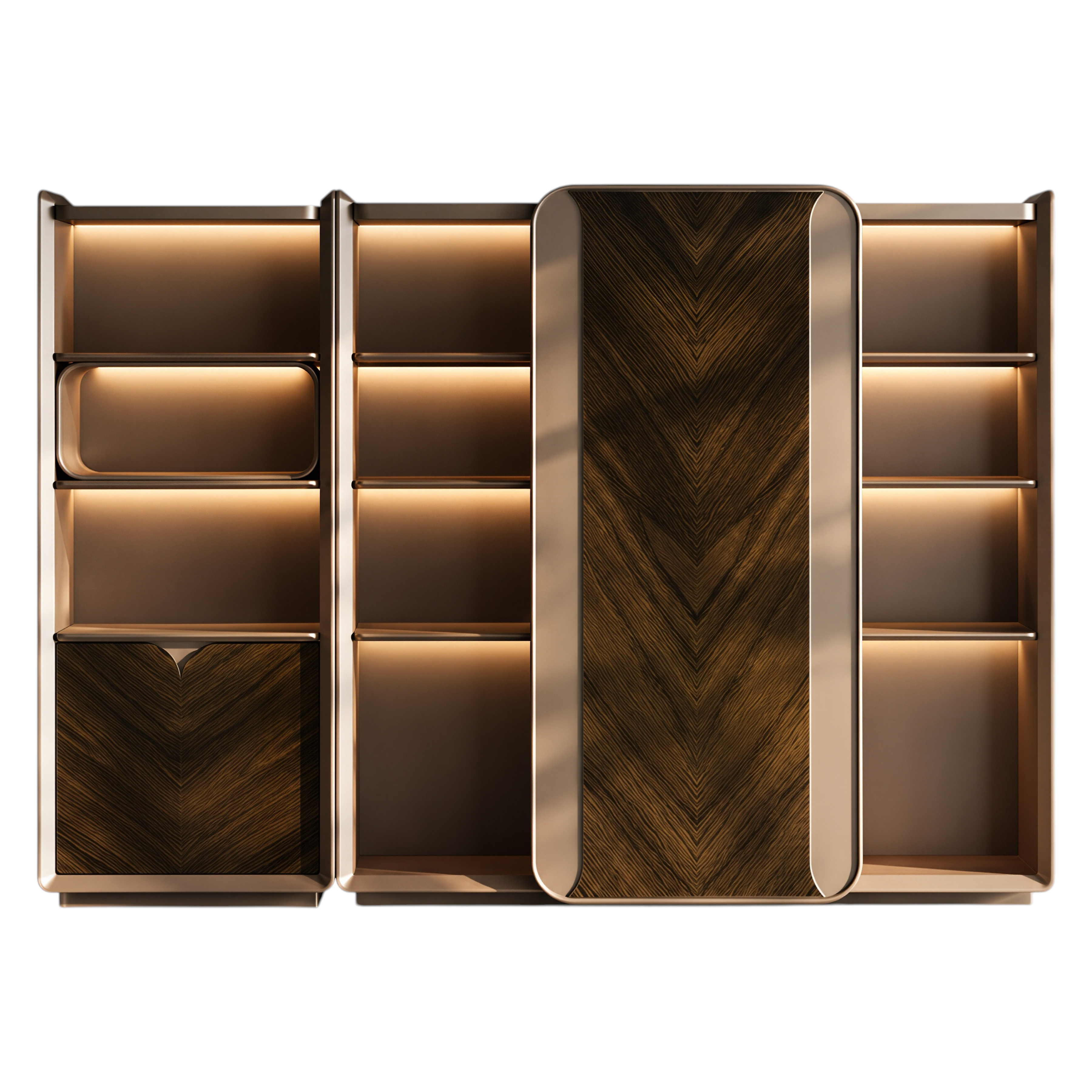 Luxury Walnut Executive Storage Wall Cabinet