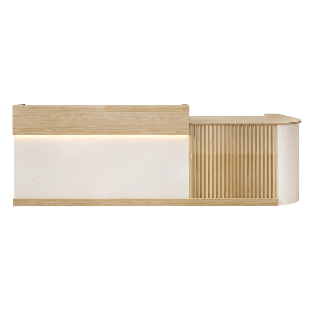 Slatted Timber Café Counter with LED Front Panel