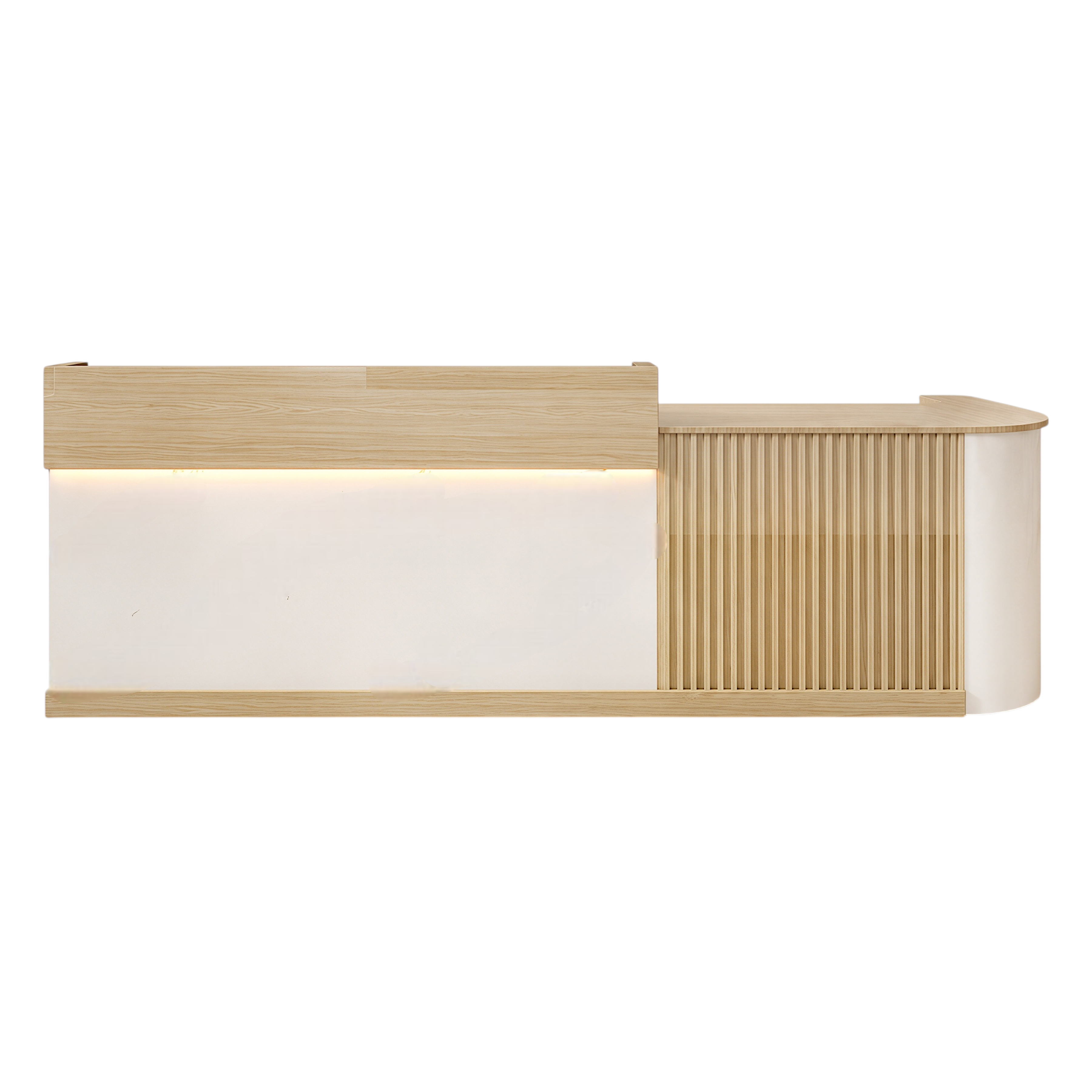 Slatted Timber Café Counter with LED Front Panel