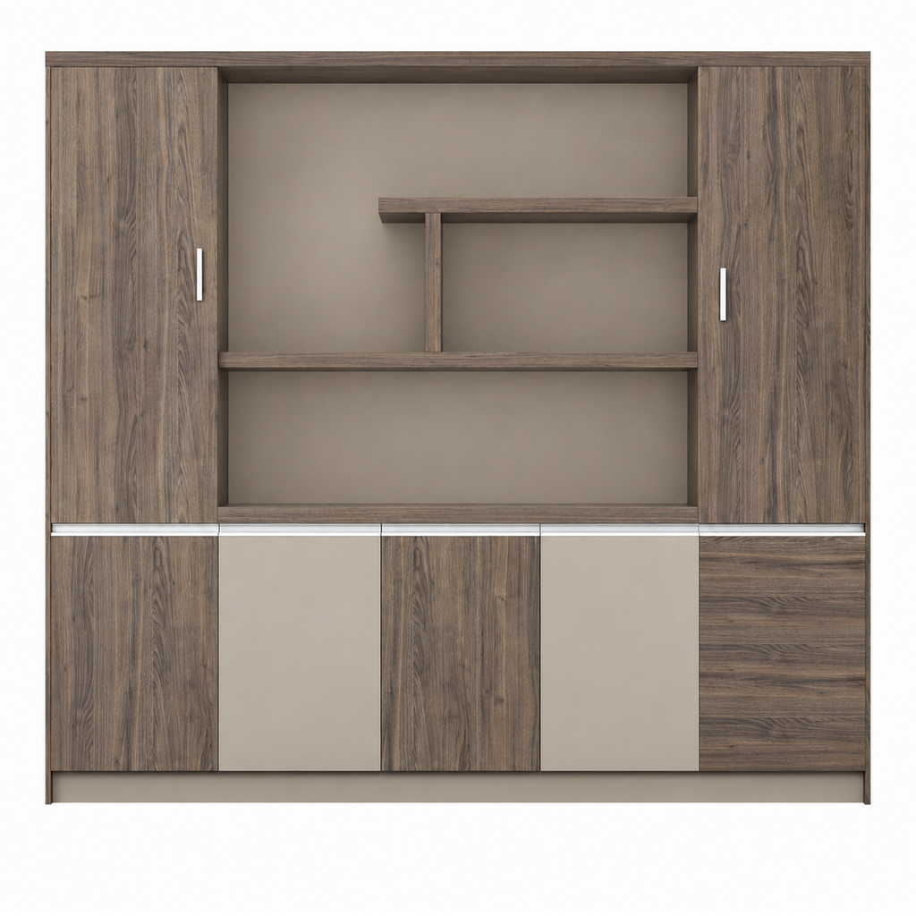 Contemporary Executive Office Storage Cabinet with Display Shelving