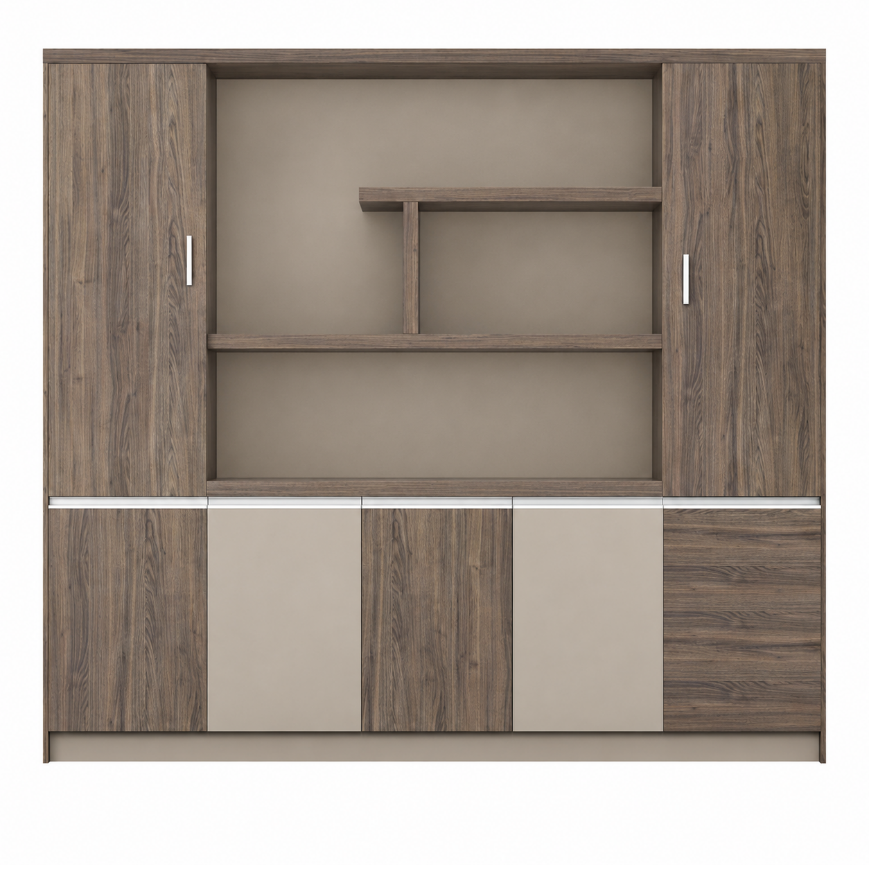 Contemporary Executive Office Storage Cabinet with Display Shelving