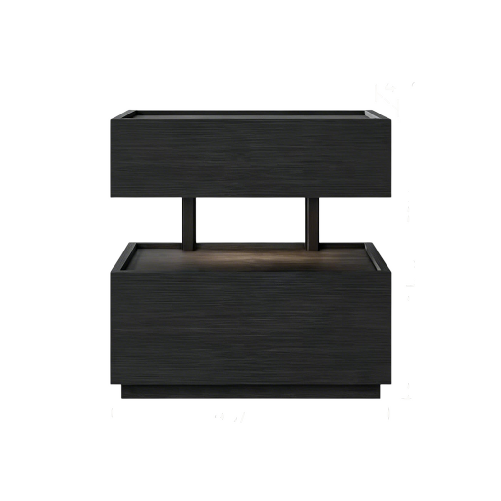 ENF Wood Floating Bedside Table with Layered Storage
